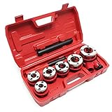 Filiera manuale a cricco, set 9 pezzi per filettatura tubi idraulici, Filettatrice