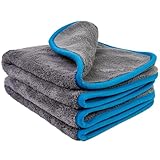 Exklusiv Chemie® 2x Chiffons en microfibres Q2 1100 GSM | Absorbant, ne peluche pas & n'abîme pas la peinture | Chiffons d'entretien auto extra doux | 41 x 46 cm (2)