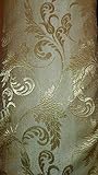 TendeArredoTessile - Tessuto Raso damascato su misura a metraggio - 280 cm x larghezza desiderata – Stoffa per fodera divano cuscini sedie tovaglia copriletto copridivano Copritutto (Foglia Oro)