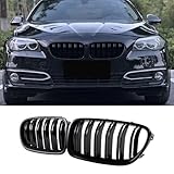 Hengjiayao F10 F11 Reno Anteriore Nero Griglia Del Radiatore F10 Per La BMW 5 Serie F10 F11 2010-2017 Grill Black Glossy Double Slats Grill Front Double Ribs Grill (For 5 serie F10 2010-2017)