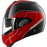 Casco moto Shark Evoline PRO Carbon DRW, Nero/Rosso, XS