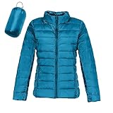 Lggwunsi Piumini 100 Grammi Donna - Classic Leggeri Casual Piumini Morbida Caldo Piumino D'Oca Bianco Colore Puro Impermeabile Comodi Giacca per All'Aperto Sportiva e Trekking,Blu,S