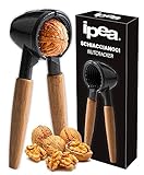 IPEA Schiaccianoci in Alluminio con Impugnatura in Legno - Schiaccia Noci dal Deisgn Moderno per Noci, Nocciole, Mandorle, Frutta Secca - Multiuso per Cucina - Dotato di Molla a Trazione