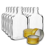 10 fiaschette tascabili da 200 ml con tappo a vite dorato, per vino, whisky e liquori