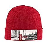 IguaTu Red Phone Booth London Street Berretto lavorato a maglia per uomo donna – Berretto invernale morbido ed elastico, Rosso, Taglia unica
