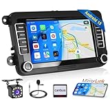 Inefala 7 Pollici Autoradio Android 15 per VW Golf 5 Golf 6 Skoda Polo Passat Tiguan Touran 2 DIN Schermo (1+32GB) con Mirror Link FM RDS GPS Bluetooth WiFi Comandi al Volante USB