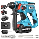 Seesii 4-IN-1 Tassellatore a Batteria: Energia d'impatto 2,1 J, Motore Senza Spazzole, Impugnatura Antivibrante, Trapano a Percussione con 2 * 4,0AH Batterie, 3 Punte SDS-Plus e 2 Scalpelli in Porta