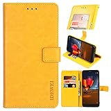 BELLA BEAR Cover per Wiko View 4/ View 4 Lite Flip Case in Pelle PU Premium Custodia Caso Custodie Cellulari per Wiko View 4/ View 4 Lite(Giallo)