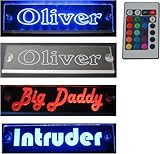 Camionista Camion Targhetta Portanome Misura 50x10 CM Con RGB Controllore 22 Funzioni - LED Acrilico Targa Luminosa 12V O 24V - 5V Attacco USB - Con Nobile Incisione Laser