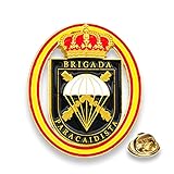 Spilla della Brigata Paracadutista della Spagna - in lega di metalli nichelati con rilievi e smalto a colori - pin con pinza posteriore - ovale 2 x 2,5 cm - pesa 10 gr, talla única, Metallo
