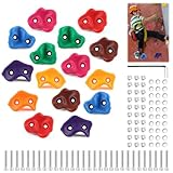 shallyong Prese Arrampicata Bambini, 15 Pezzi Prese Arrampicata Set, Arrampicata per Bambini, Supporti da Arrampicata, Supporti per Parete di Arrampicata con Viti di Fissaggio