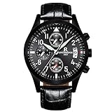 RORIOS Business Orologi da Polso Uomo Analogico Al Quarzo Cronografo Cronometro Luminosità Banda di Cuoio