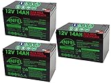 KIT 3 BATTERIE AL PIOMBO RICARICABILE 12V 36V 14AH PER BICI BICICLETTE ELETTRICHE MONOPATTINI QUAD ELETTRICI TRAZIONE ELETTRICA CONNETTORI DEEP F2 6,3 mm CYCLE 6-DZM-14 6DZM14
