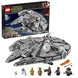 LEGO Star Wars Millennium Falcon, Giochi per Bambini e Bambine da 9 Anni, Modellino da Costruire di Astronave Giocattolo con Finn, Chewbacca, Lando, Boolio, C-3PO, R2-D2 e D-O, Idea Regalo 75257