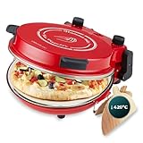 Cecotec Forno Elettrico per Pizze Fun Pizza&Co Mamma Mia, 1200W, Diametro 30 cm, Temperatura Massima 420℃, Piastra Antiaderente in Pietra Ceramica, Timer fino a 15 min e Termostato Regolabile, Rosso