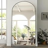 BEAUTYPEAK Specchio a forma di arco, 102 x 218 cm, curvo, grande a lunghezza intera, montato a parete, appoggiato, a corpo intero come spogliatoio, specchio per la vanità per il soggiorno