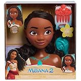 Just Play Testa da pettinare di Moana 2 della Collezione Principesse Disney, 7 Pezzi, Giochi di finzione, Giocattoli per Bambini dai 3 Anni