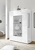 Web Convenienza Vetrina 2 Ante - Made in Italy - Collezione Miro Vetrinetta per Soggiorno Cucina Sala da Pranzo Moderno - Color Bianco Lucido Serigrafato
