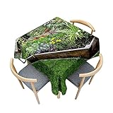 Surwin Tovaglia Antimacchia Quadrata, Tovaglie Idrorepellente di Poliestere, Lavabile Copritavolo di Stampa Giardino per Cucina Giardino Feste Decorazione (Verde,140x140cm)