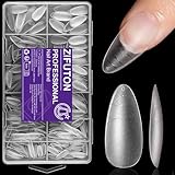 ZIFUTON 420Pcs Unghie Finte con Linee Ausiliarie, 10 Taglie Tip a Mandorla Unghie Finte Con Custodia - Ideale Per Donne, Saloni E estetista, Saloni di Manicure Professionale, Nail Art