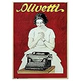 LegendArte - Poster Vintage Pubblicitario Olivetti Macchina da Scrivere - Stampa su Tela, Decorazione Parete cm. 50x70