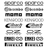 2 x Kit di adesivi Sponsor per Auto Moto Racing in Vinile Fustellato Sport Tuning Realizzati in Vinile Polimerico Esterno Resistente al Calore e al Freddo Ref 001 (Nero