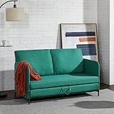 [en.casa] Divano Letto Estensibile Letto a Scomparsa 1 Piazza e Mezza 120 x 186 cm Letto per Ospiti con 2 Cuscini Schienali Posti di Seduta per 2 Persone Sofa Imbottita - Verde