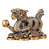 Statuetta del drago dello zodiaco cinese - Statua della cornucopia con moneta antica, buona, decorazione del desktop, decorazione 'ufficio | d'arte per il successo e
