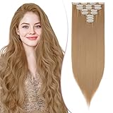 SEGO Pro 45cm Extension Capelli a Clip 8 PCS Capelli Sintetici Naturali Lisci Parrucca Donna Clip in Hair Extensions (#18 Biondo Scuro,130g)