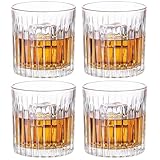 GLASKEY Bicchieri da Whisky Set di 4,Bicchiere da Cocktail Cristallo,Stile Antico,300 ml Bicchieri da Scotch per bere Boourbon,Cognac,Whisky Irlandese,Bellissimo Regalo