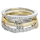 XFSRG Anello Donna con Cubica Zirconia Anelli Impilabili Elettroplaccato 3 Anelli Intrecciati Anniversario Promessa Anello Spinner Gioielli per San Valentino Matrimonio