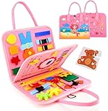 LATERN Giocattolo Montessori Busy Board per Bambini, 28CM x 21CM Tavola Sensoriale Educativa Per Attività Di Apprendimento Sviluppo Sensoriali Motorie Fini Per Bambino Regalo Aereo Auto Viaggio (Rosa)