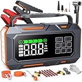 TREKURE 14-in-1 Booster Avviamento Auto da 6500A e Compressore 160PSI, Avviatore Emergenza per Auto Con Guasto Car Kit, Traino Corda, Guanti E Luci, Avviatore Batteria per Tutti Gas o 12L Diesel