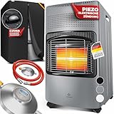 KESSER Riscaldatore a Gas 4200 W Con Regolatore di Pressione, Tubo, Bruciatore a Infrarossi Ceramica Per Bottiglie di Butano, Grigio Scuro