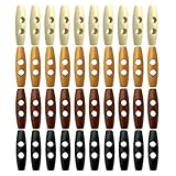 40 Bottoni in Corno e Legno d'Oliva per Cappotti di Lana e Giacche - Doppio Foro, 4 Colori