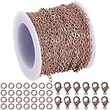 SOFPLATE 32.8 piede/10 m Catena di Cavi per La Creazione di Gioielli Catena di Collegamento Kit per La Creazione di Gioielli In Ottone 3.2 x 2.5mm Rame Rosso Rotolo Catene Rolo Connettori Collegamenti