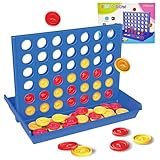ZUNIPLEX 4 In a Row,ogni pezzo rotondo ha un diametro di 3 CM, gioco da viaggio Four Wins, giocattolo educativo per bambini, gioco di strategia per bambini da 3 4 5 6 7 8(Grande)