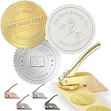 Timbro In Rilievo Personalizzato per Libri, Timbri a Rilievo con Testo Logo, Embosser Personalizzati Goffratura per Libri, Carte, Biblioteche, Buste, Inviti di Nozze: Perfetti per Regali