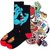 SANTA CRUZ calzini Socks Screaming hand socks calzettini originali & 20 stickers skateboard Taglia unica 38/46, bianco con 20 stickers (IT, Testo, Taglia unica, Regular, Regular, nero con stickers)
