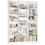 FirFurd 188cm di Altezza Libreria Scaffale, Libreria da Parete a 17 Scomparti Aperti, Scaffale Portaoggetti Aperto, Vetrina, Porta CD per Soggiorno, Studio, Ufficio, 149x23.5x188cm (Bianco)