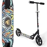 Monopattino Bambino, Capacità di peso 100kg, Pieghevole, Altezza Regolabile, Ruote 20cm, Costruzione Robusta in Alluminio, Piattaforma Antiscivolo Opaca, Freno Posteriore, Modello a Cartoni Animati