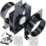 Ventilatore Assiale, 3000RPM 120 * 38mm DC Ventola di Scarico con Adattatore CA/CC, Dimmer Continuo per Laser 3D, Cabina di Verniciatura, Tenda da Coltivazione, Progetto fai da te… (Kit Spina EU Nera)