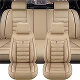 XENITE Coprisedili Auto per Audi A4 B8 Avant Wagon 2008-2012 2013 2014 2015 2016, Car Seat Cover Personalizzati Antisudore Comfort Protezioni Sedili Accessori,Beige