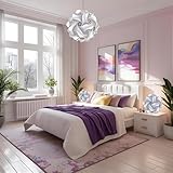 Lampadesign® Set Lampadario Camera da letto moderna e 2 lampade da comodino Lampada a sospensione Sfera 35 cm e coppia abat jour stanza cameretta Lampadine Led luce fredda 17W e27 Filo bianco