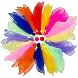 Druuzyl 18 Foulard Giocoleria 60x60cm - Chiffon colorato per Bambini - Set 9 Colori per Danza, Circo e Giochi - Sciarpe magiche quadrate in Tessuto Leggero