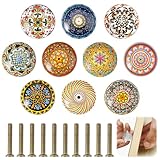 10 pomelli in ceramica, colori casuali, vintage, stile bohémien, per cupboard, pomelli per cassetti in ceramica, pomelli per mobili vintage, in ceramica antica