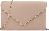 BBjinronjy Borsa da sera pochette da donna per feste di nozze, cocktail e balli studenteschi, borsa a tracolla in finta pelle scamosciata con catena staccabile, Nude, M