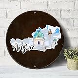 Targa in metallo vintage con paesaggio austriaco, 30,5 x 30,5 cm, cartina dell'Austria, in alluminio, per interni ed esterni, porta d'ingresso, benvenuto, decorazione per la casa, poster artistico da