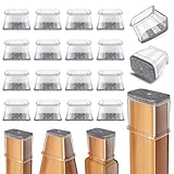 Gommini per Sedie Rettangolari, 24 Pezzi Feltrini in Silicone Trasparente con Feltro, Copriprotezione in Feltro per Sedie su Pavimenti in Legno(Fit Perimetro 95-125mm)