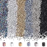 PandaHall Plus di 5400~600 perline di vetro in 6 colori zincati, opachi, 12/0, perline quadrate, mini spaziatura per orecchini, 15 g, colore totale 90 g